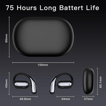 Fathersdaygifts Open Ear Bluetooth 5.4 Earbuds, Wireless Headphones Sport over Earphones Built-In Mic with Ear Hooks 50H Playtime Ear Buds LED Display Charging Case, Waterproof Design for Running Fitnes