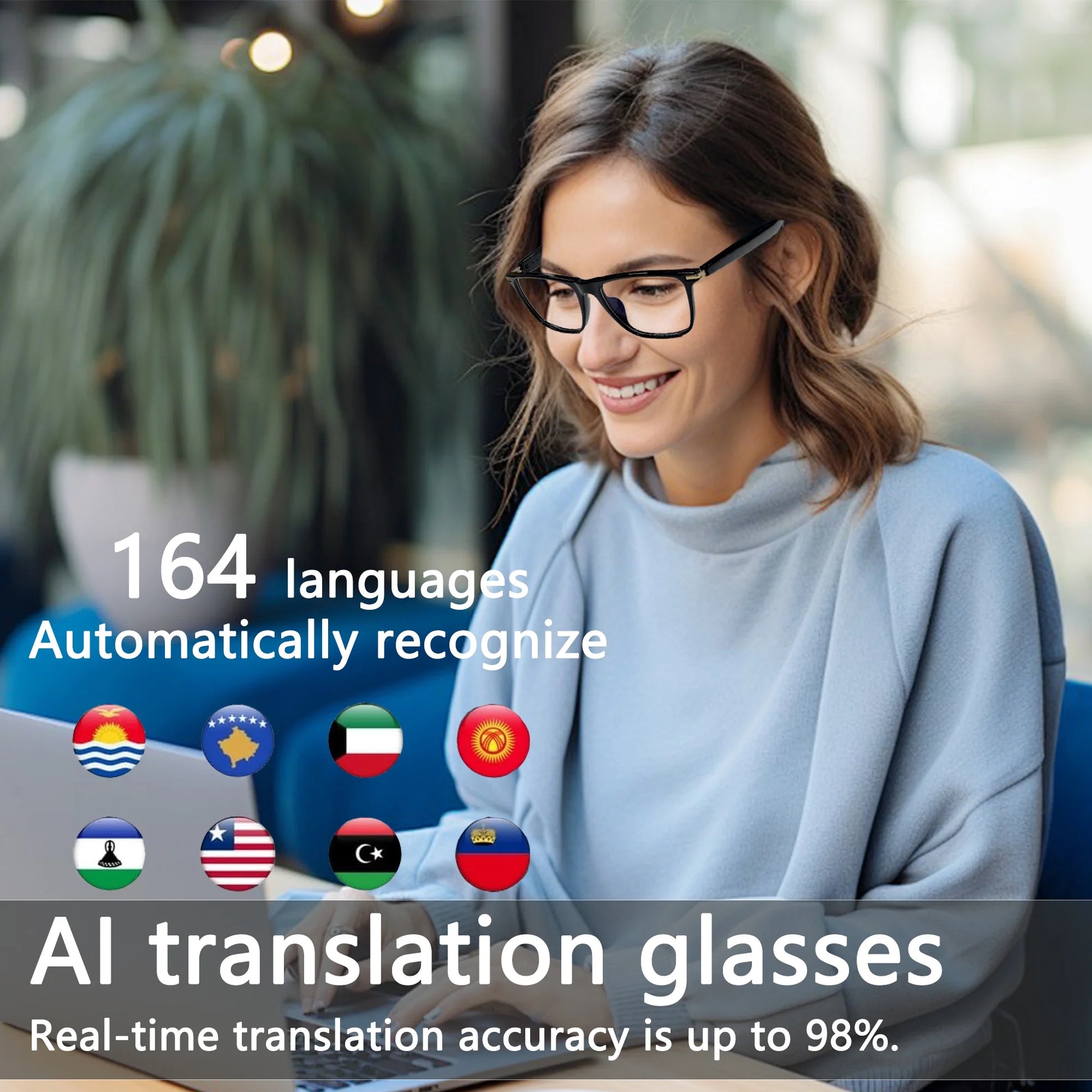 AI Smart Glasses,Ai Chat Deepseek R1 and Gemini-2.5 with 164 Translations Supported,Bluetooth Glasses for Men Women,Music Playback & Hands-Free Calling,Physical Color Changing Lens,Ip67 Waterproof