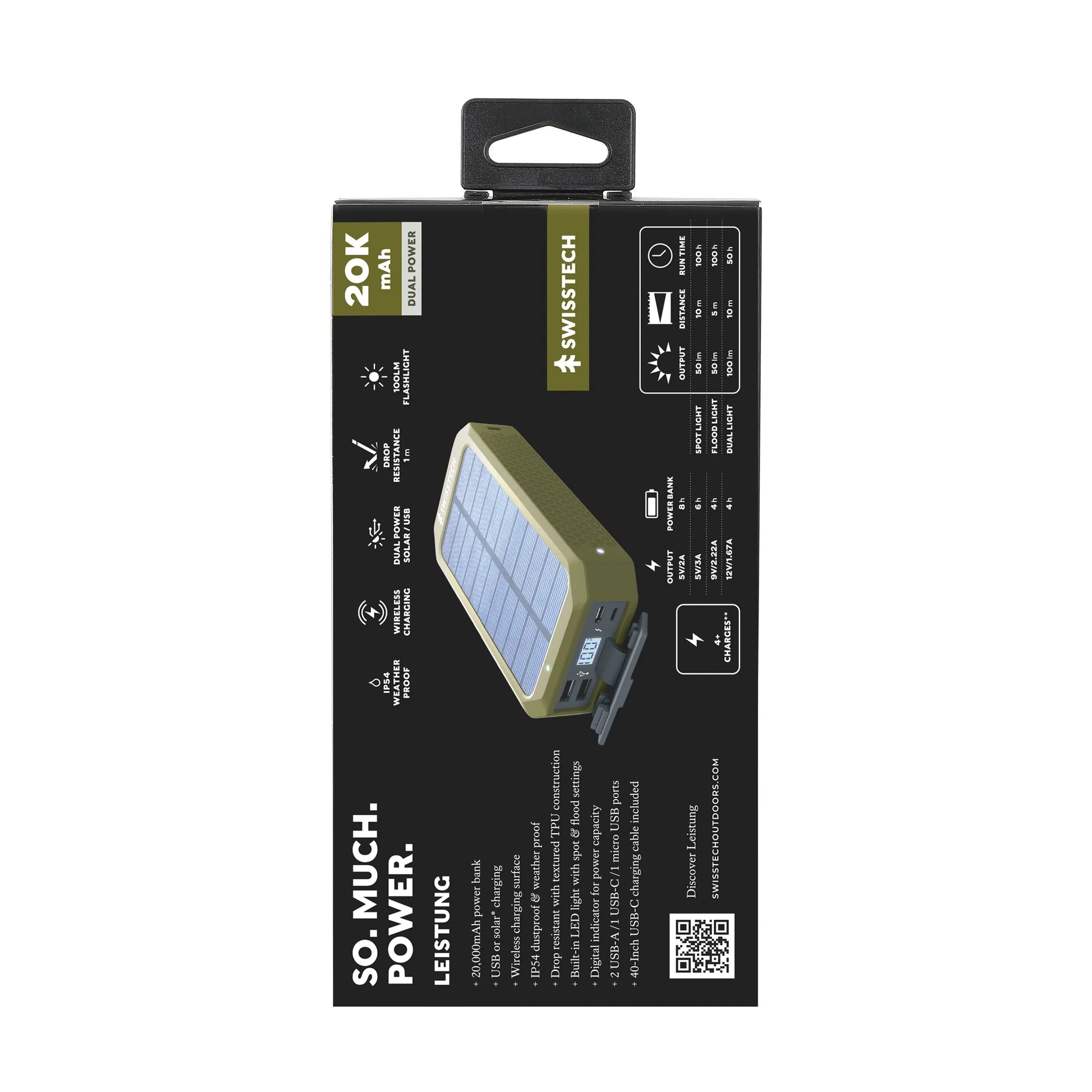 20000Mah Wireless Power Bank with Flashlight and IP54 Protection