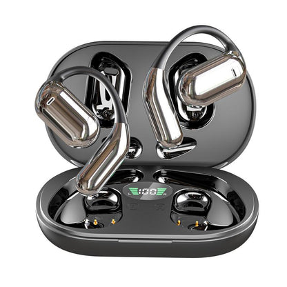 Fathersdaygifts Open Ear Bluetooth 5.4 Earbuds, Wireless Headphones Sport over Earphones Built-In Mic with Ear Hooks 50H Playtime Ear Buds LED Display Charging Case, Waterproof Design for Running Fitnes