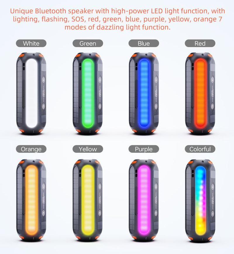 Magnetic Golf Bluetooth Speaker with Solar Charging 30H Playtime, 7 Colorful Flashing Lights Outdoor Waterproof Portable Wireless, for Golf Cart Gifts Hiking Camping